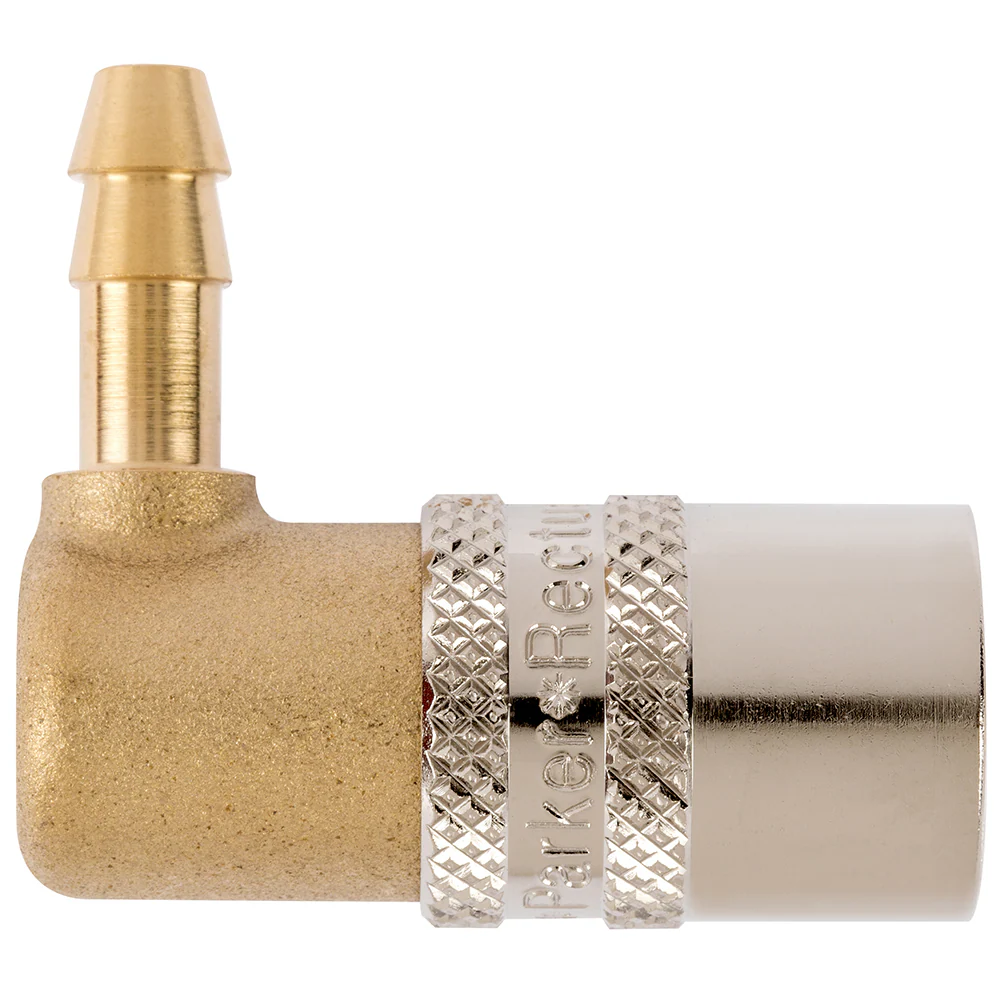 Plug with valve, 90-degree hose connection